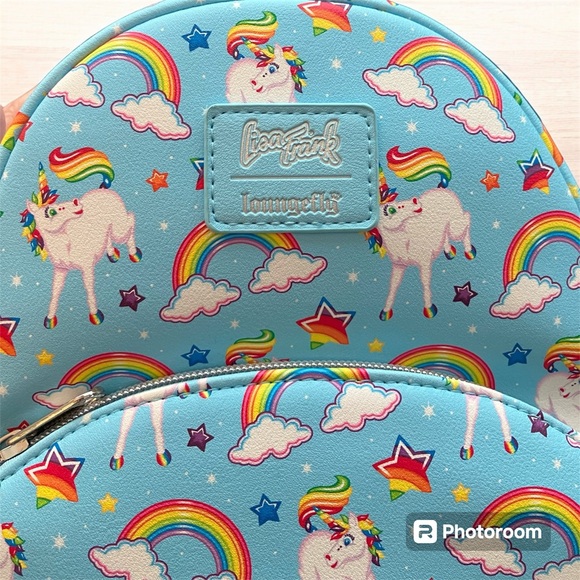 Loungefly Lisa Frank Markie Unicorn All over Print Mini Backpack Rainbows PRIDE - Picture 5 of 9